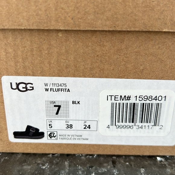 NIB Ugg Fluffita Platform Slides Black Sz 7 - Picture 8 of 8